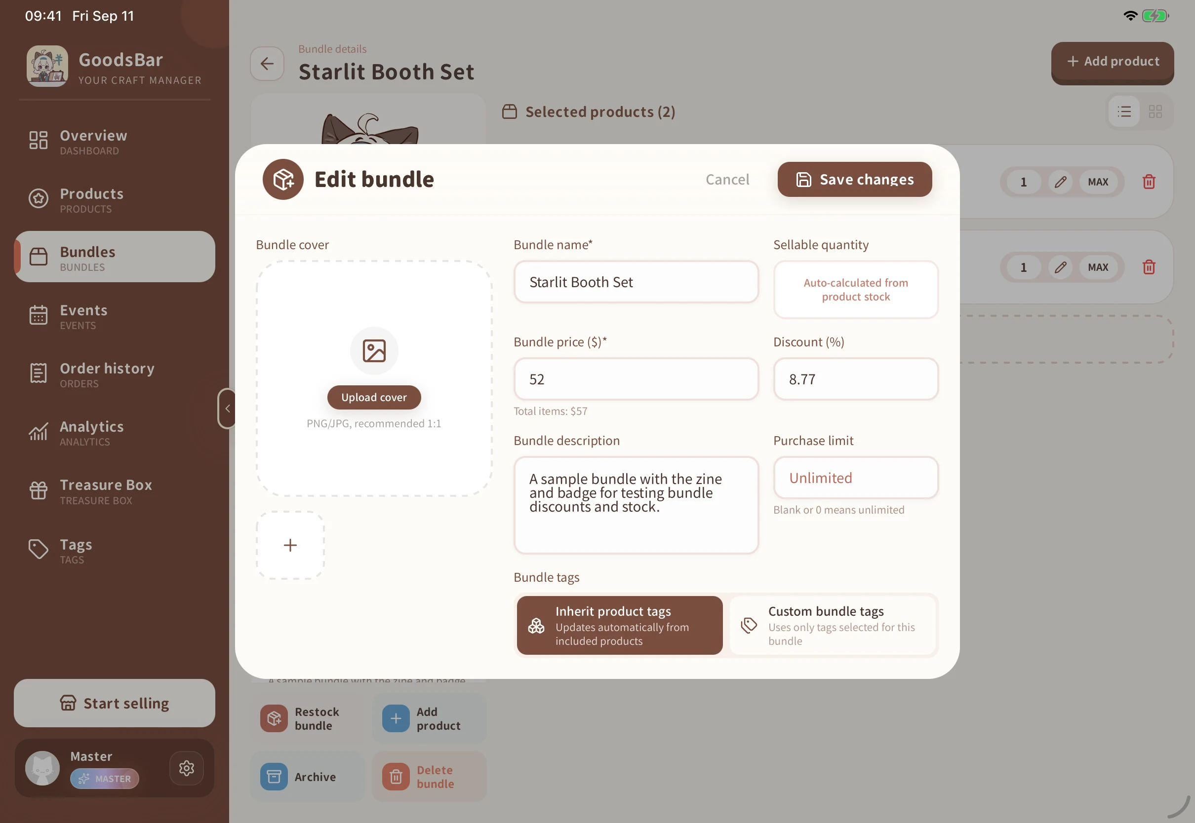Create or edit details