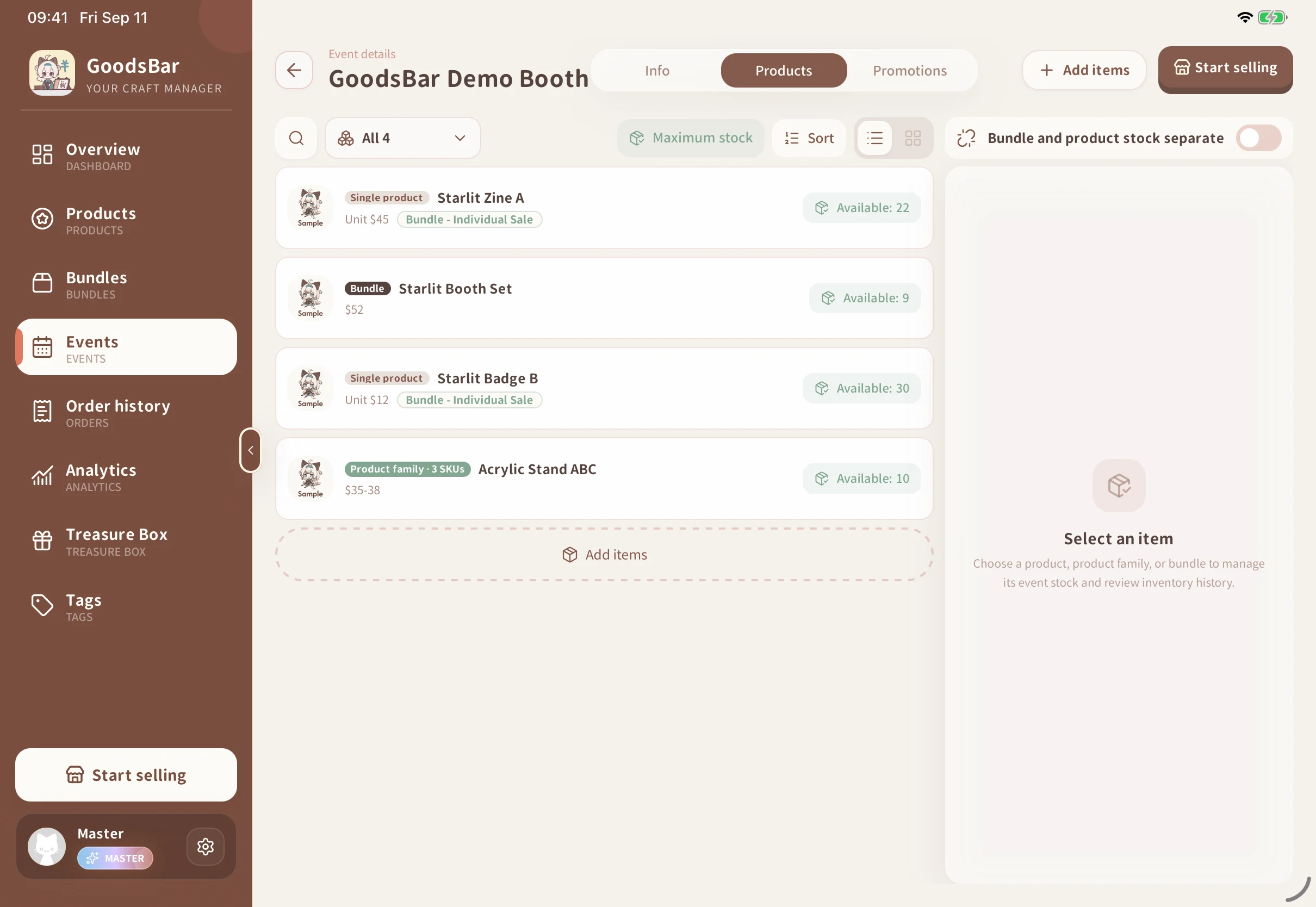 Open the event catalog