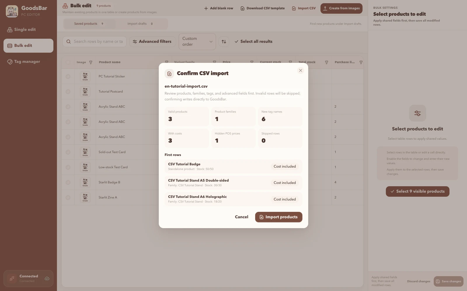Select and preview