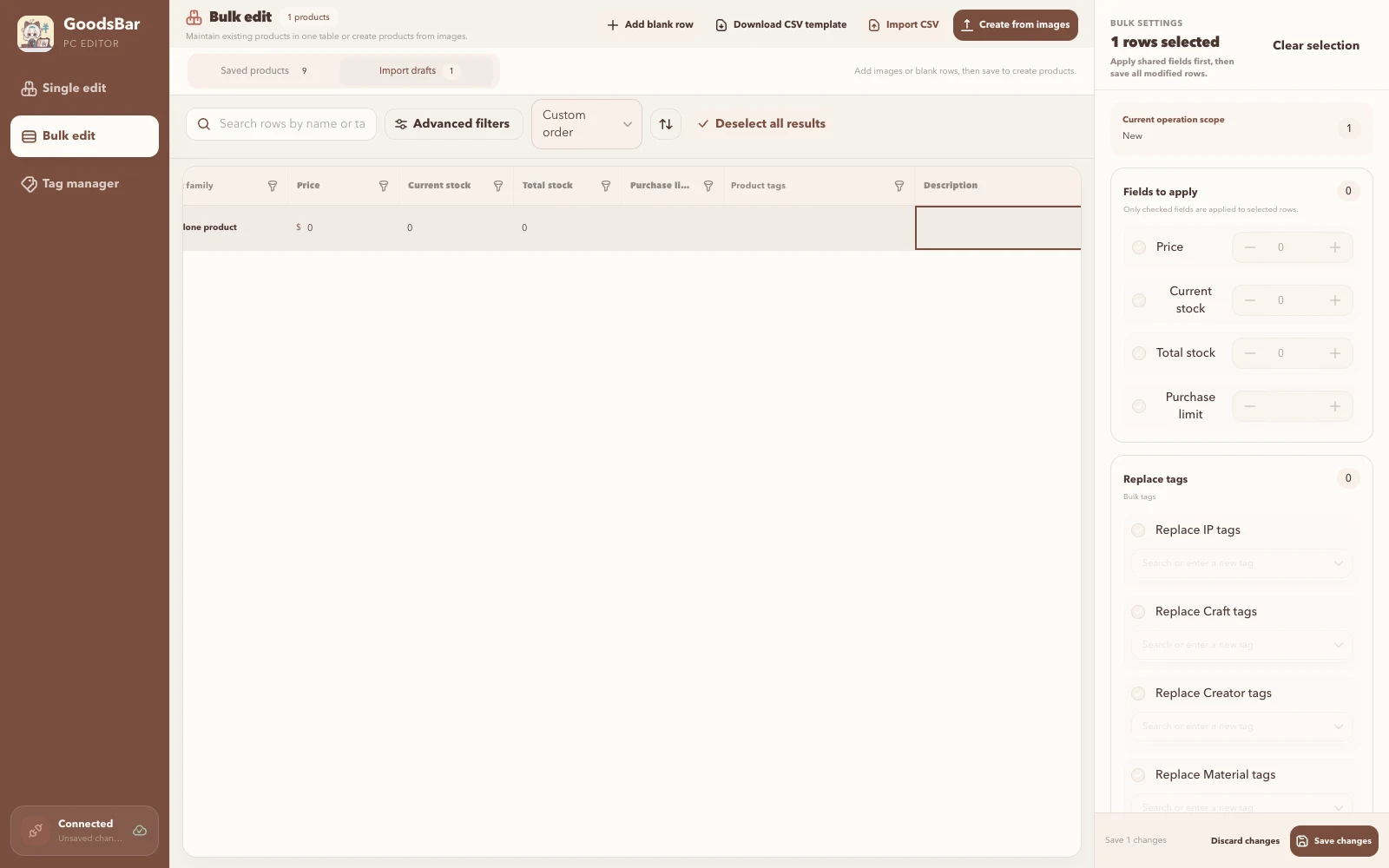 Create import drafts