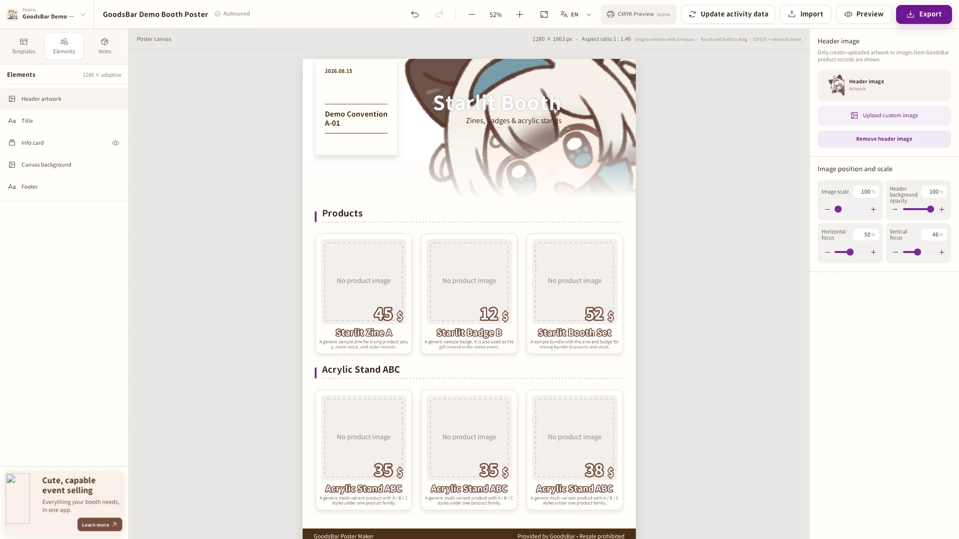 Set a header image