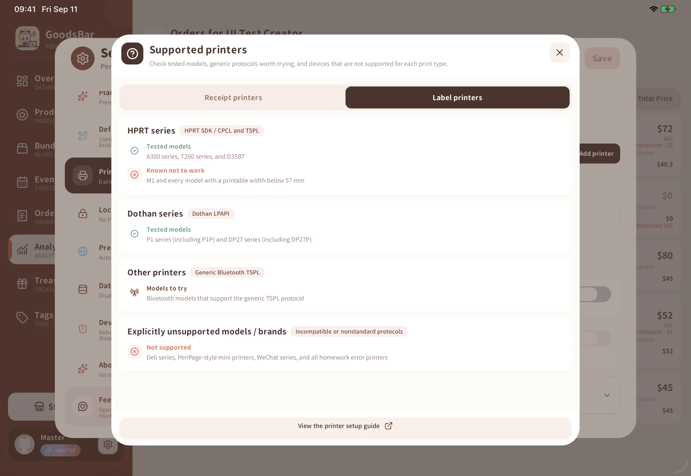 Verify label support separately