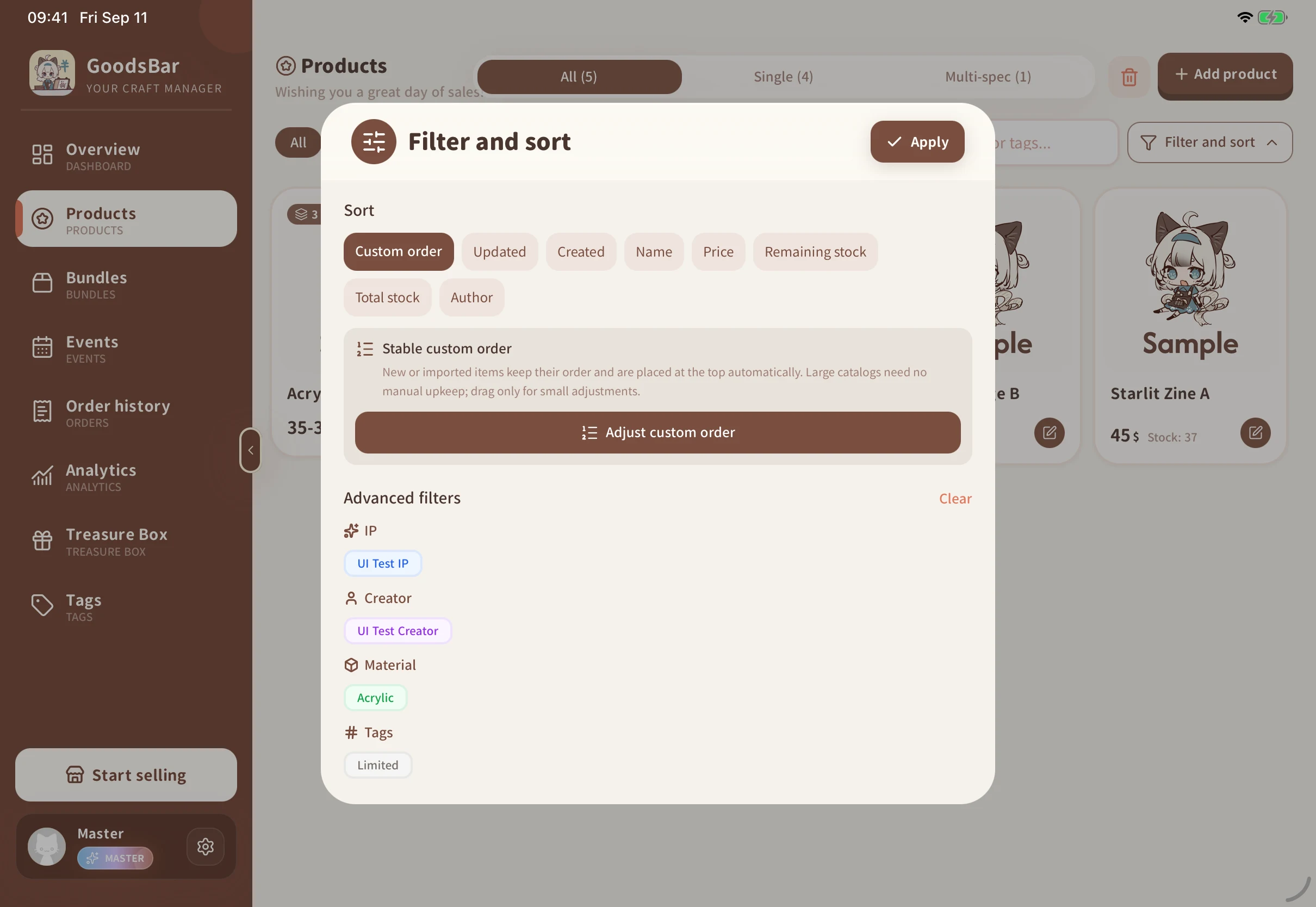Filter and sort