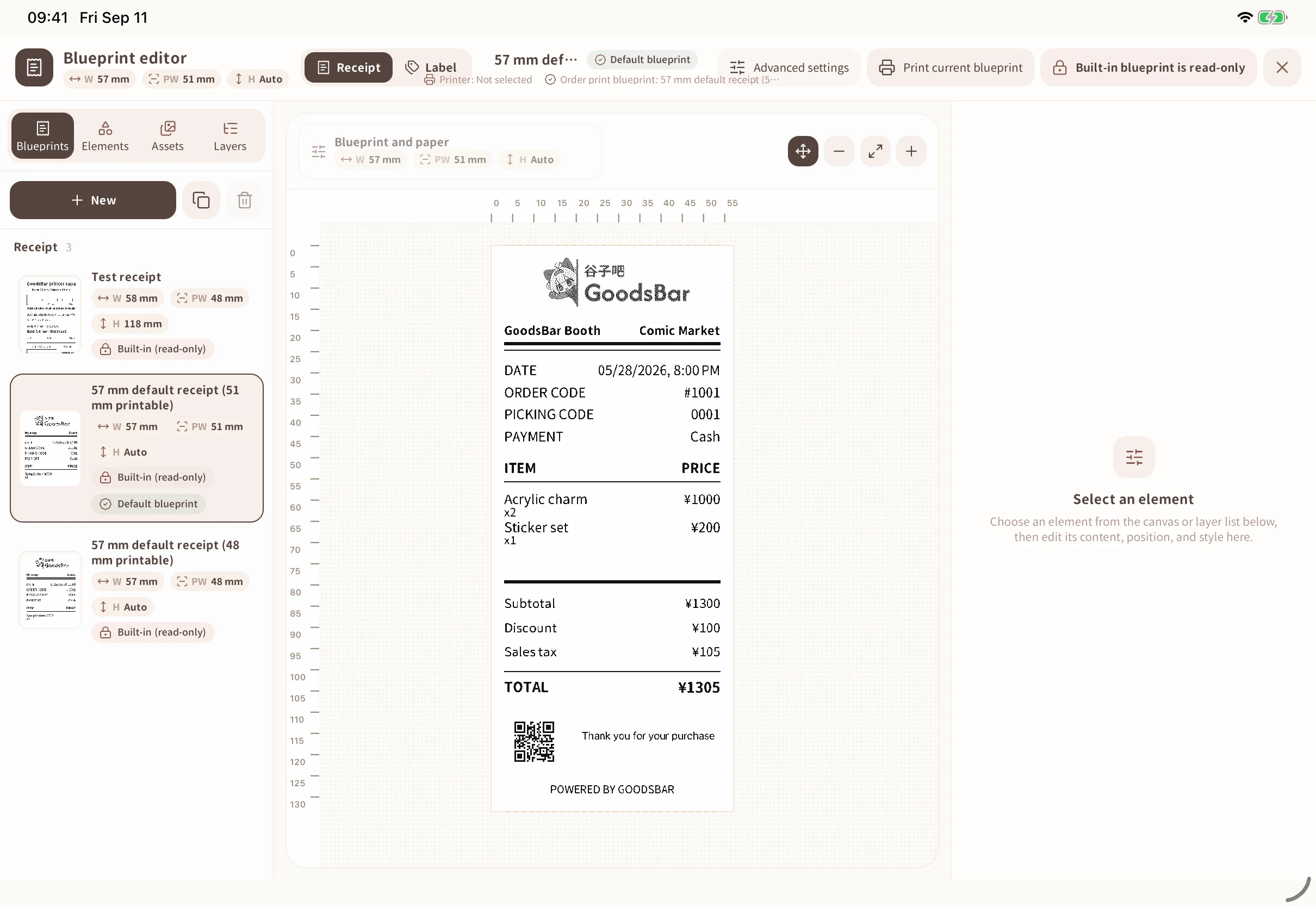 Open receipt design