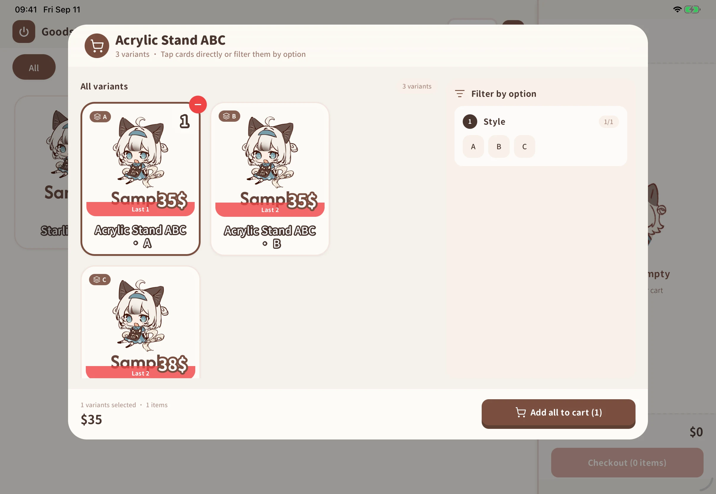 Select one or several variants