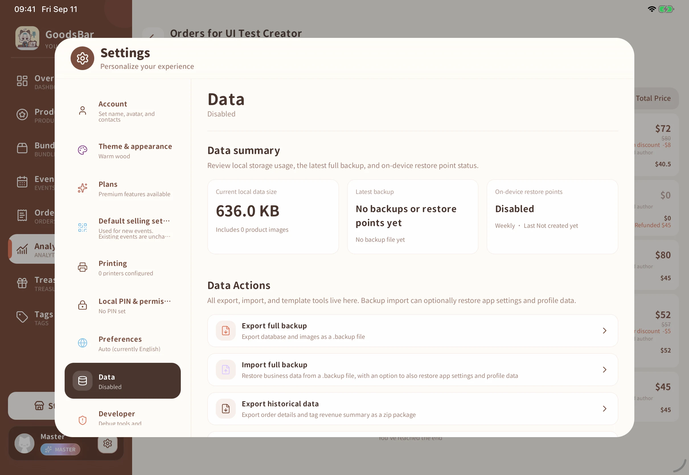 Review stored data